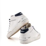 Crime London Sneakers Uomo Mid Top Distressed Bianca e Blu