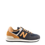 New Balance Sneakers Uomo 574 Blu e Logo Cuoio