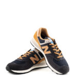 New Balance Sneakers Uomo 574 Blu e Logo Cuoio