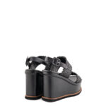 Elvio Zanon Sandalo Donna Pelle Intrecciato Nero Con Zeppa