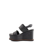 Elvio Zanon Sandalo Donna Pelle Intrecciato Nero Con Zeppa