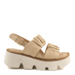Emanuélle Vee Sandalo Donna Doppia Fascia Pelle Beige E Maxi Suola