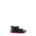 Birkentock Milano Sandalo Bambino In Birko Flor Blu E Rosso
