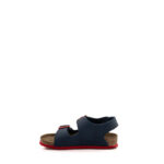 Birkentock Milano Sandalo Bambino In Birko Flor Blu E Rosso