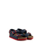 Birkentock Milano Sandalo Bambino In Birko Flor Blu E Rosso