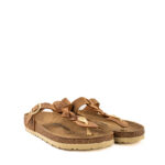 Birkenstock Gizeh Braided Donna In Pelle Oliata Cognac