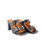 Matteo Pitti Sabot Donna Nero Con Fibbie Oro