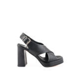 The S Sandalo Donna Nero Incrociato Con Plateau