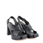 The S Sandalo Donna Nero Incrociato Con Plateau