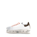 Premiata Sneakers Donna Belle 5988 Pelle Bianca E Glitter Argento