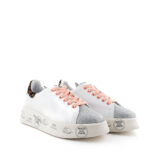 Premiata Sneakers Donna Belle 5988 Pelle Bianca E Glitter Argento