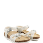 Birkenstock Rio Sandalo Bambina Bianco Glitter Argento