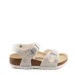 Birkenstock Rio Sandalo Bambina Bianco Glitter Argento
