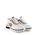 Emanuélle Vee Sneakers Donna Zeppa Pelle Bianca, Cavallino E Borchie