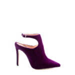 Anna F. Scarpa Velluto Viola Tacco Alto E Tallone Aperto