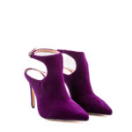 Anna F. Scarpa Velluto Viola Tacco Alto E Tallone Aperto