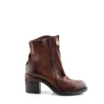 A.S.98 Tronchetto Donna Tacco In Pelle Marrone Con Zip Trasversale