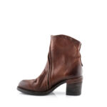 A.S.98 Tronchetto Donna Tacco In Pelle Marrone Con Zip Trasversale