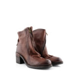 A.S.98 Tronchetto Donna Tacco In Pelle Marrone Con Zip Trasversale