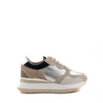 Crime London Sneakers Donna Platino E Beige Con Zeppa