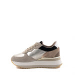Crime London Sneakers Donna Platino E Beige Con Zeppa