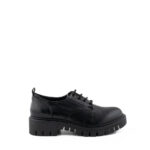 JD Stringata Donna Derby Nera Liscia Con Carrarmato