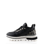 Emanuélle Vee Sneakers Donna Zeppa Pelle Nera E Borchie