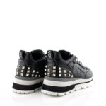 Emanuélle Vee Sneakers Donna Zeppa Pelle Nera E Borchie