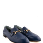 Poesie Veneziane Mocassino Donna Blu Con Staffa Oro