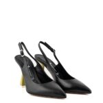 Silvia Rossini Sligback Donna Nera Con Tacco Alto Verde Acido