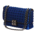 Bprime Borsa Donna Velluto Pavone Con Tracolla Catena