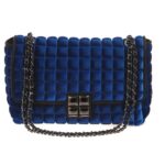 Bprime Borsa Donna Velluto Pavone Con Tracolla Catena