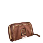 Campomaggi Portafogli Donna Zip Around Cuoio Con Microborchie Oro