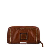 Campomaggi Portafogli Donna Zip Around Cuoio Con Microborchie Oro