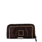 Campomaggi Portafogli Donna Zip Around Testa Di Moro Con Microborchie Oro