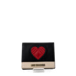 Love Moschino Mini Portafogli Donna Nero Con Cuore Rosso E Bottone