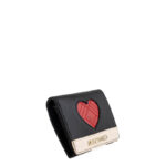 Love Moschino Mini Portafogli Donna Nero Con Cuore Rosso E Bottone