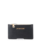 Love Moschino Porta Carte Donna Saffiano Nero Logo Oro