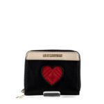 Love Moschino Piccolo Portafogli Donna Nero Con Zip E Cuore Rosso