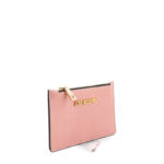 Love Moschino Porta Carte Donna Saffiano Rosa Logo Oro