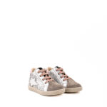 Falcotto Polacchina Bimba Camoscio Grigio E Glitter Argento