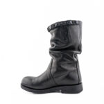 RPK Stivale Donna Nero Tubolare Con Gambale Effetto Calato E Borchie