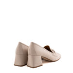 JD Mocassino Donna Bianco Latte Con Tacco Quadrato