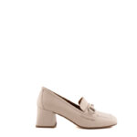JD Mocassino Donna Bianco Latte Con Tacco Quadrato