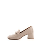JD Mocassino Donna Bianco Latte Con Tacco Quadrato