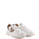 Emanuélle Vee Sneakers Donna In Pelle Bianca Con Catena Logo