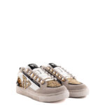 Emanuélle Vee Sneakers Donna Bianca Con Glitter Oro E Maxi Cristalli