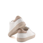 Crime London Sneakers Uomo Bassa In Pelle Bianca E Talloncino Beige