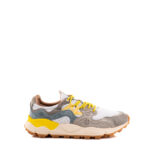 Flower mountain Sneakers Uomo Yamano Tela Bianca Con Dettagli Gialli