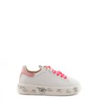 Premiata Sneakers Donna Belle 6281 Bianca Con Lacci Fuxia